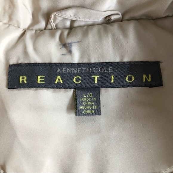 Kenneth Cole Reaction Womens Cream Chevron Quilted Down Feather Puffer Jacket L - Picture 7 of 14